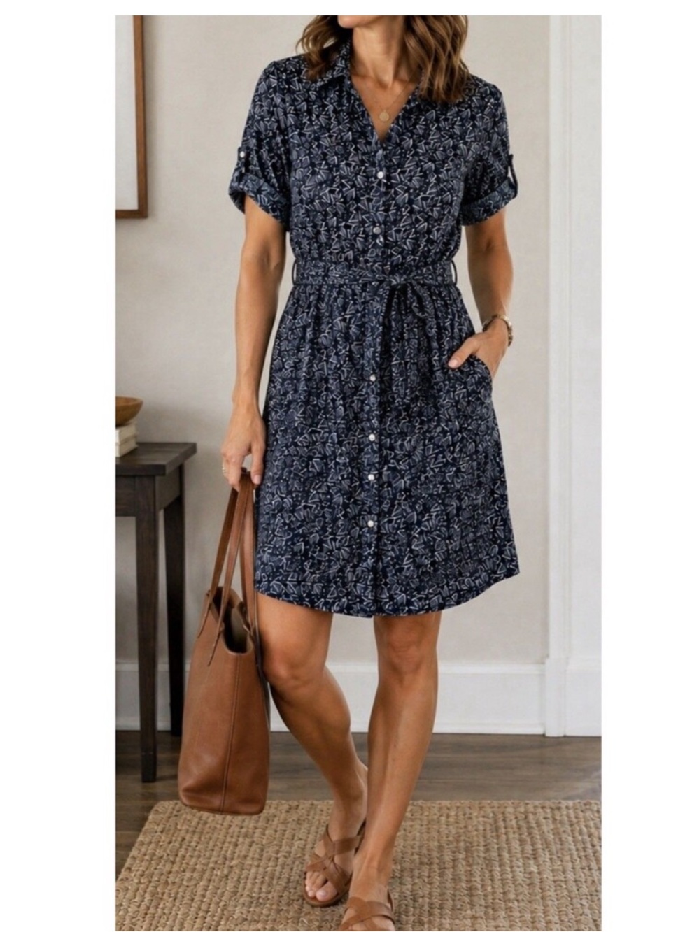 Bridge and Burn The Merit Dress Navy Geo XS